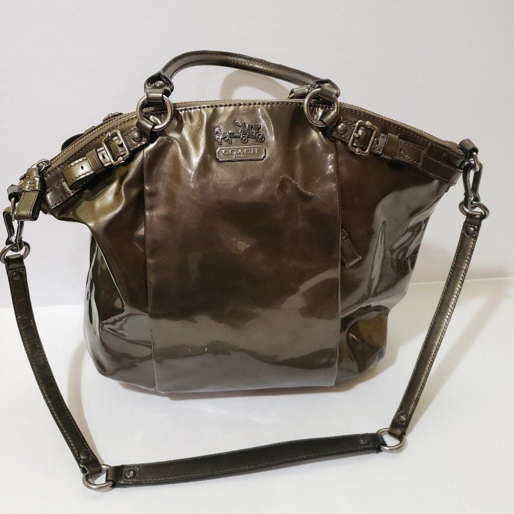Coach 18627 Madison Pewter Patent Leather Lindsey